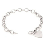 10k White Gold Rolo Link Chain Heart Charm Bracelet 8" 16 grams