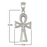 14k White Gold Egyptian Ankh Cross Charm Pendant 1" 1.2 grams - White