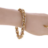 10k Yellow & White Solid Gold Oval Link Chain Ball Bracelet 7" 10mm 62.5 grams - 7" 62.5 grams