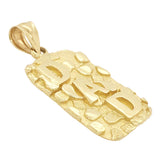 14k Yellow Gold Solid DAD Nugget Pendant Rectangle Charm 1.1" - 2.5 grams - Yellow
