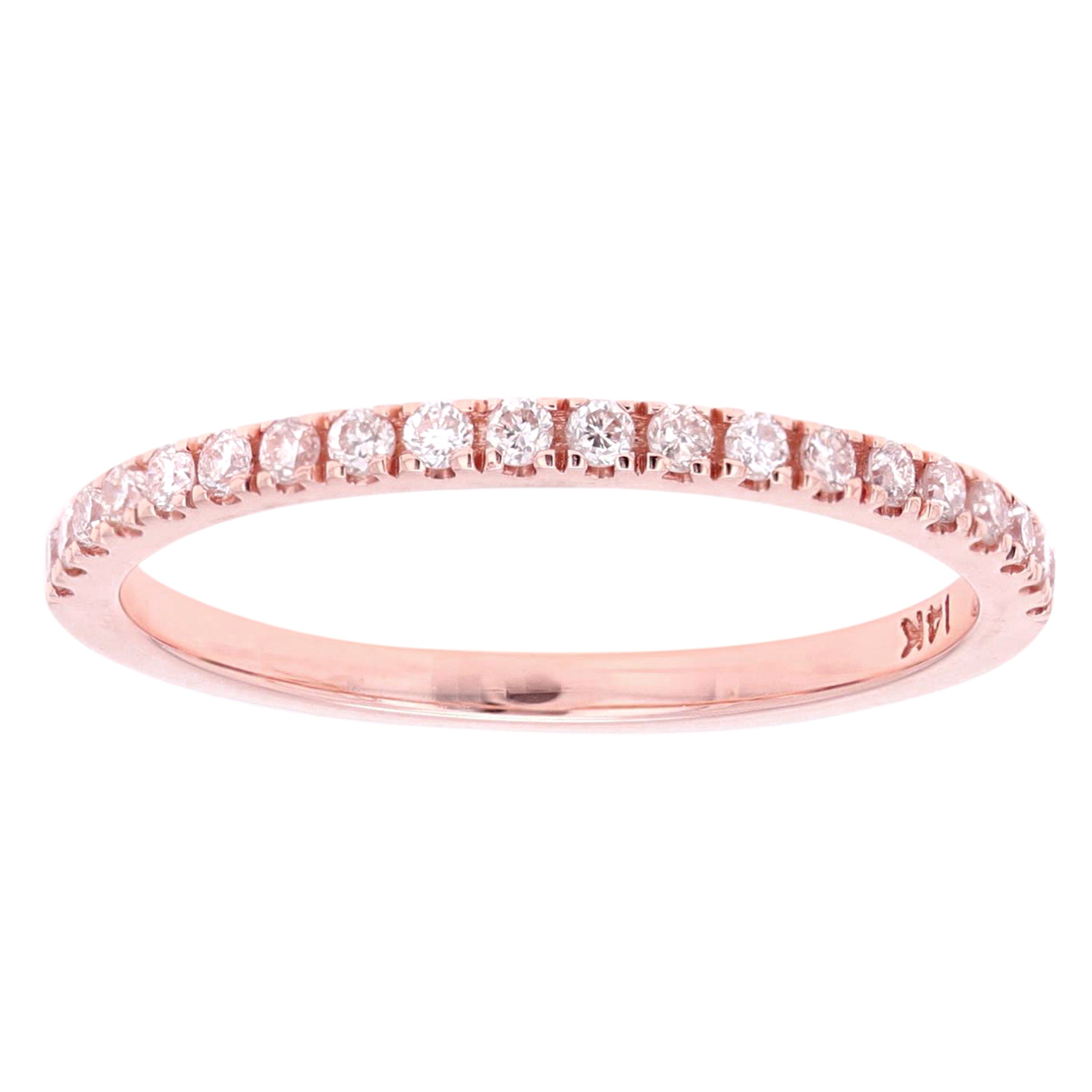 14k Rose Gold 0.24ctw Diamond Eternity Promise Stackable Ring Size 6 - Rose