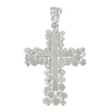 14k White Gold Diamond Cut Nugget Cross Pendant 2.3" 12 grams