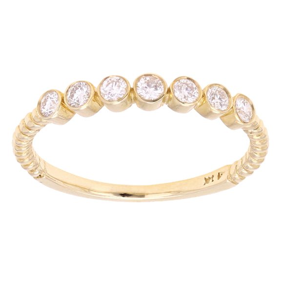 14k Yellow Gold 0.25ctw Diamond Bezel Braided Twist Stacking Ring Wedding Band - Yellow