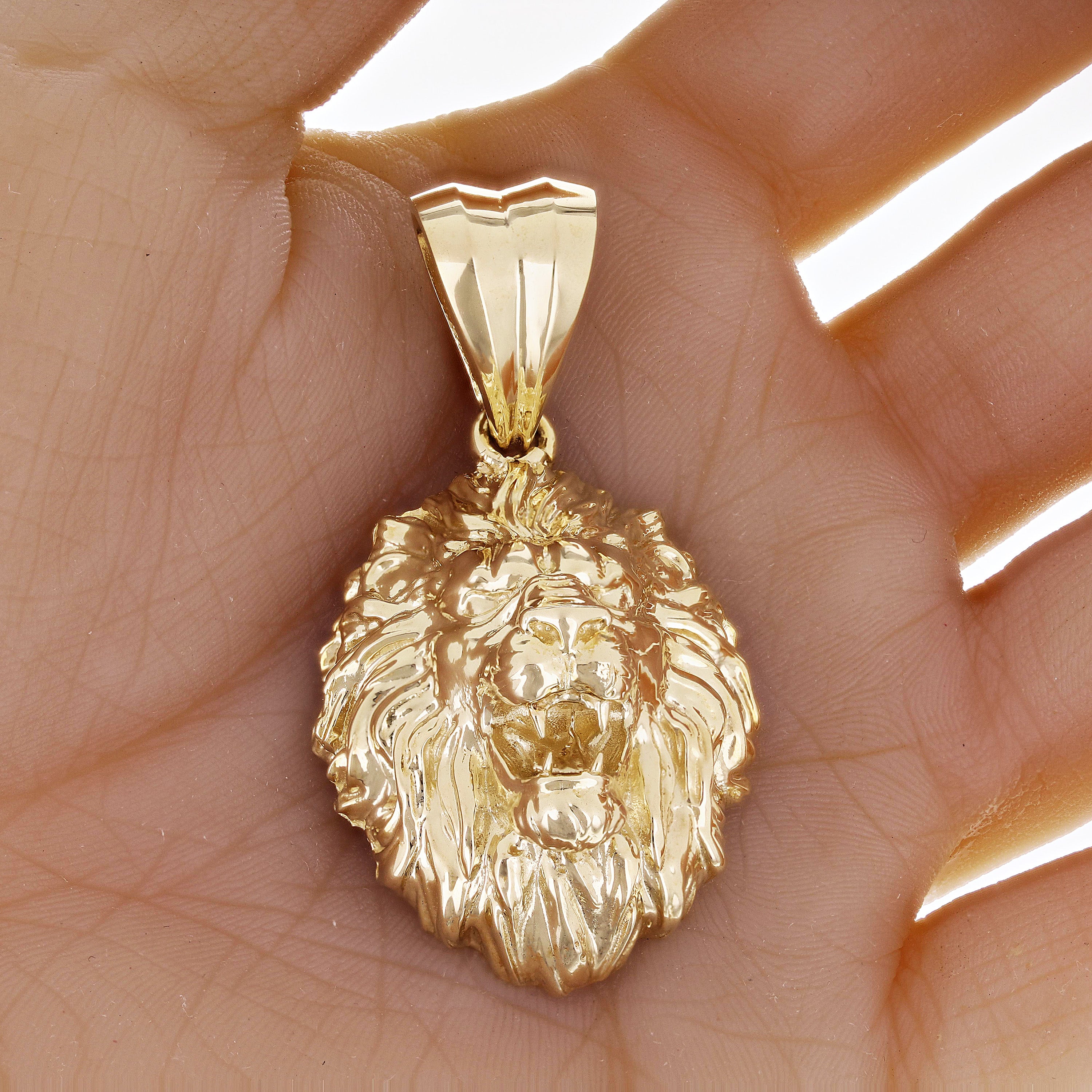 10k Yellow Gold 3D Lion Head Charm Pendant 2.2" 22.5 grams