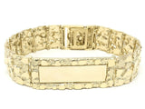 Men's 10k Yellow Gold Nugget ID Bracelet Adjustable 7.75" 18.9mm 49.7 grams