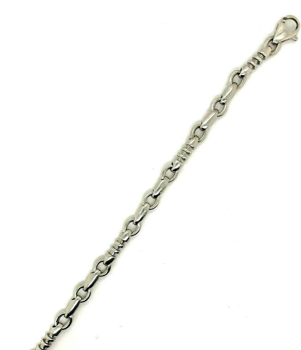 14k White Gold Handmade Fashion Link Bracelet 9" 6.3mm 26.5 grams - 9"
