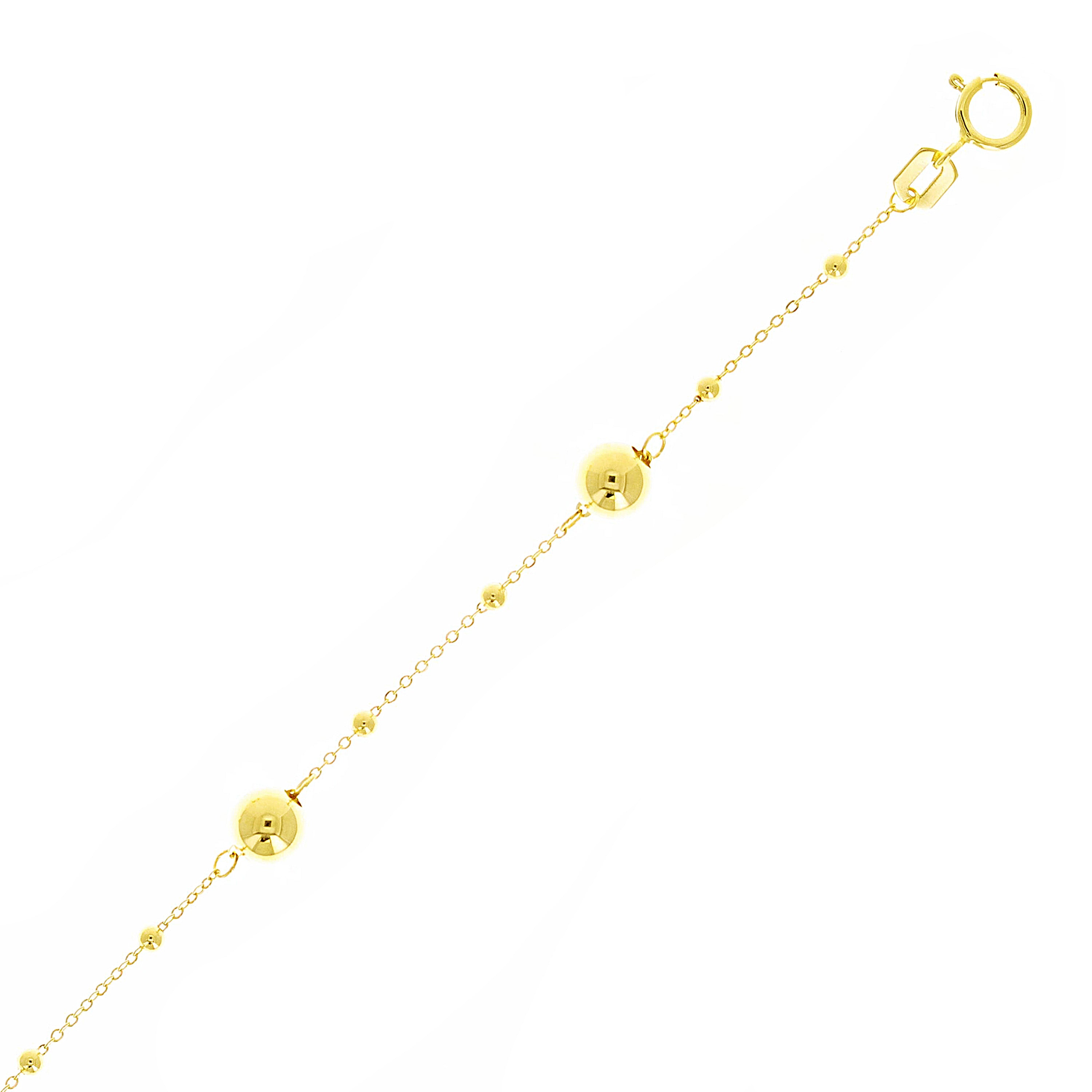 Italian 14k Yellow Gold Ball Bead Station Bracelet 7" 4.9mm 1.4 grams
