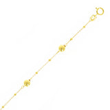 Italian 14k Yellow Gold Ball Bead Station Bracelet 7" 4.9mm 1.4 grams