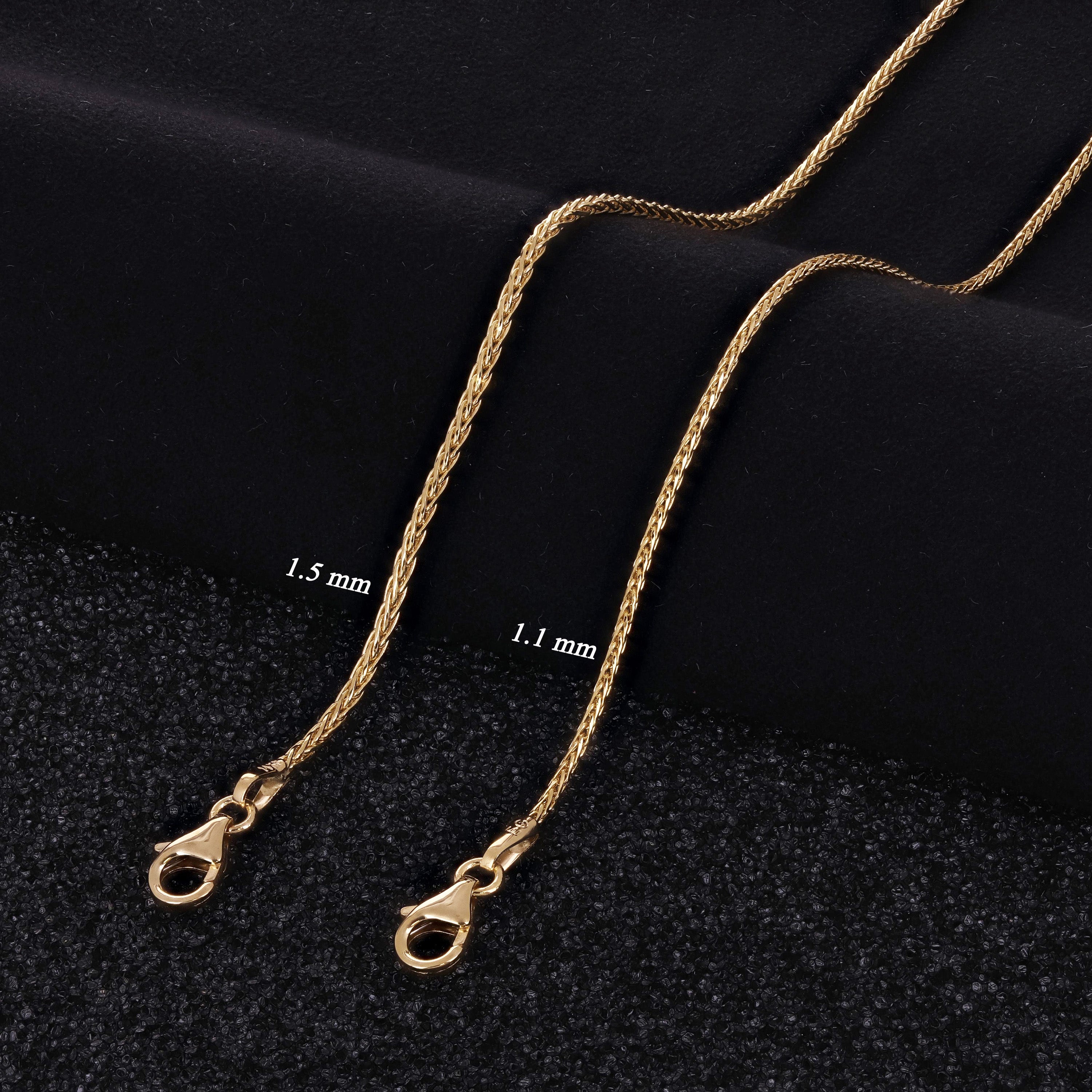 Italian 14k Yellow Gold Spiga Chain Necklace 1.1mm - 1.5mm 16" - 22"