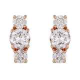 14k Rose Gold 0.30ctw Diamond 3-Stone Stud Earrings