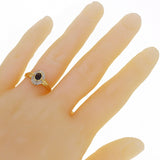 14k Yellow Gold Oval Sapphire & Diamond Accent Modern Ring Size 7