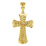 14k Yellow Gold Diamond Cut Jesus Christ Crucifix Cross Religious Pendant 2.4"