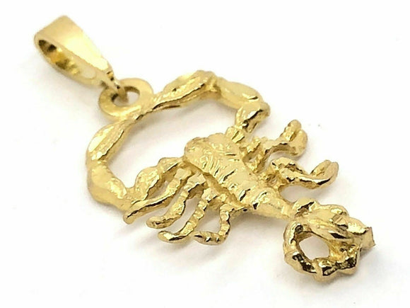 10k Yellow Gold Zodiac Sign Diamond Cut Scorpion Charm Pendant 2.5 grams