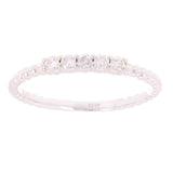 14k White Gold 0.15ctw Diamond 4-Stone Slim Beaded Stackable Band Size 6.5 - White