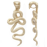 14k Yellow Gold Solid Detailed 3D Cobra Snake Charm Pendant 2" 14.2 grams - Yellow