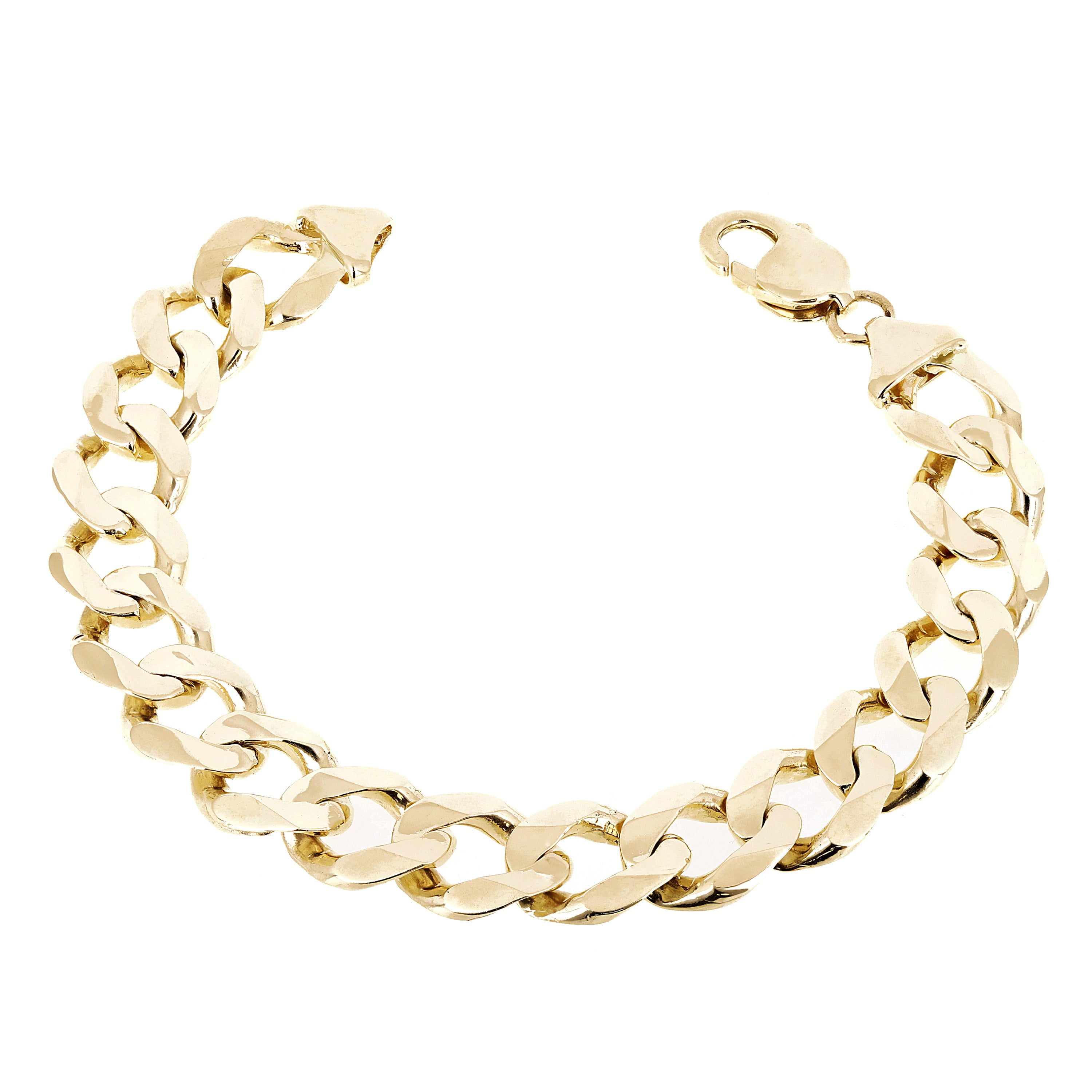 Men's 10k Yellow Gold Solid Flat Cuban Link Chain Bracelet 7" 12.5mm 31.2 grams - Yellow,7"
