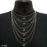 Italian 14k Yellow Gold Solid Anchor Cable Link Chain Necklace 16" 1.5mm 3.2 grams - 16" 3.2 grams