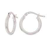 Italian 14k White Gold High Polished Plain Hollow Hoop Earrings 15.4 x 2mm 1gram - White,Size 0.5" 1 grams