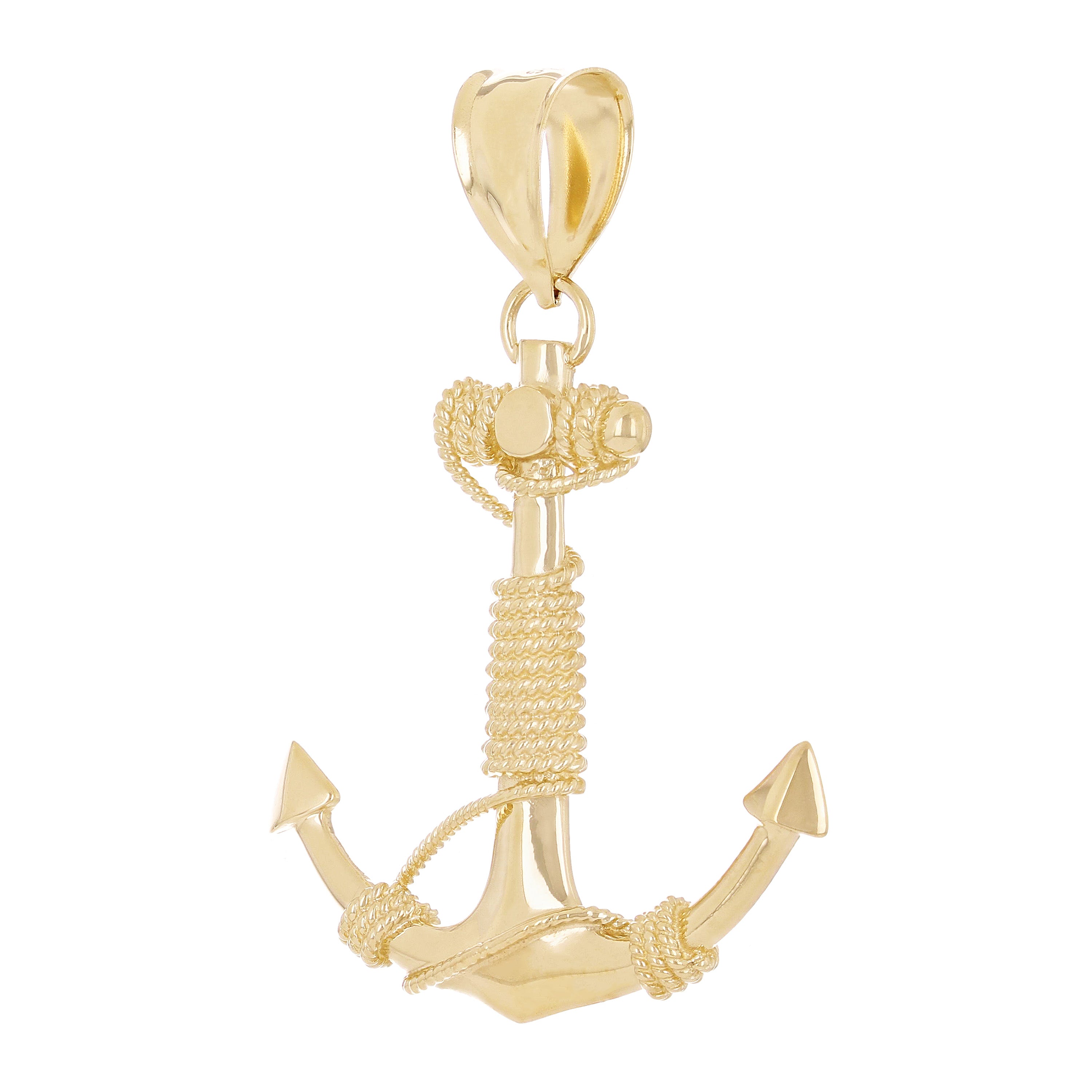 14k Yellow Gold Nautical Anchor Ship Mariners Rope Pendant 2.2" 13.5 grams