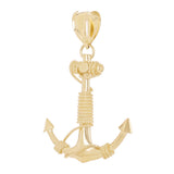 14k Yellow Gold Nautical Anchor Ship Mariners Rope Pendant 2.2" 13.5 grams