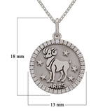 14k White Gold Diamond Zodiac Sign Aries Pendant Necklace 18" - Aries,White