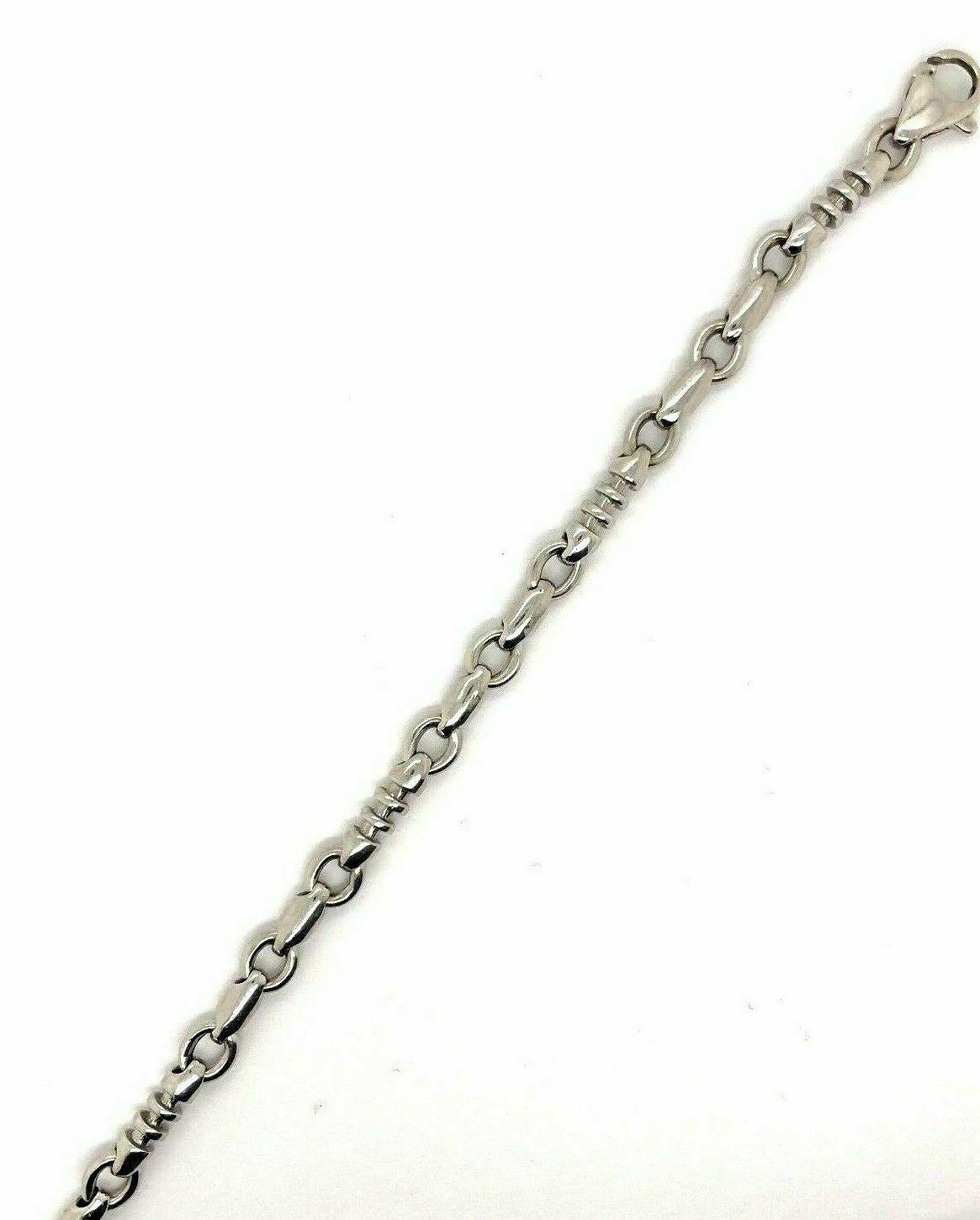 14k White Gold Handmade Fashion Link Bracelet 8.5" 6.3mm 24.7 grams - 8.5"