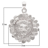 10k White Gold Solid Chunky Nugget Lion Face Charm Pendant 1.3" 5.8 grams - White