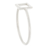14k White Gold Bright Polished Open Polygon Square Slim Stackable Ring Size 7 - White