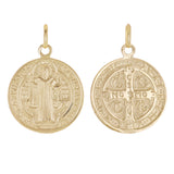 14k Yellow Gold Round Saint Benedict Medal Charm Pendant 3.7 grams