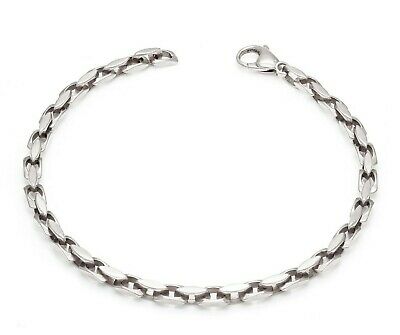 14k White Gold Handmade Fashion Link Bracelet 8.5" 4.3mm 17.1 grams