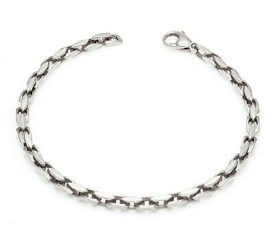 14k White Gold Handmade Fashion Link Bracelet 8.5