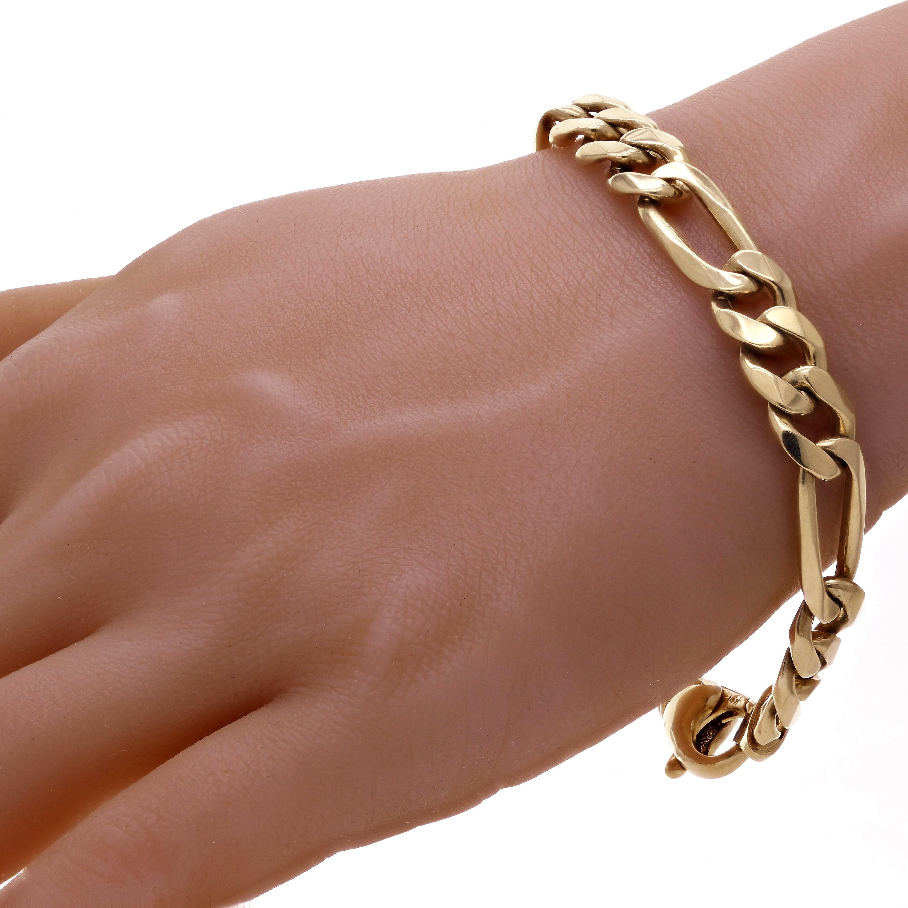 10k Yellow Gold Figaro Chain Bracelet Heavy Solid Gold 7" 10.5mm 31.3 grams - Yellow,7"