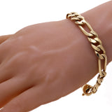 14k Yellow Gold Figaro Chain Bracelet Heavy Solid Gold 7" 10.5mm 35.2 grams - Yellow,7"