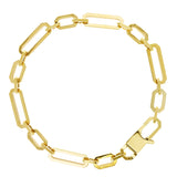 Italian 14k Yellow Gold Oval & Paper Clip Link Chain Bracelet 7.5" 6mm 7.2 grams