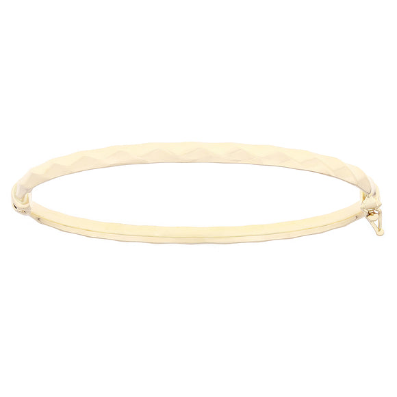 Italian 14k Yellow Gold Rope Design Hollow Oval Bangle Bracelet