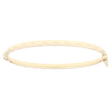 Italian 14k Yellow Gold Rope Design Hollow Oval Bangle Bracelet
