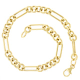 Italian 14k Yellow Gold Hollow Oval & Paper Clip Chain Bracelet 7.5" 2.6 grams
