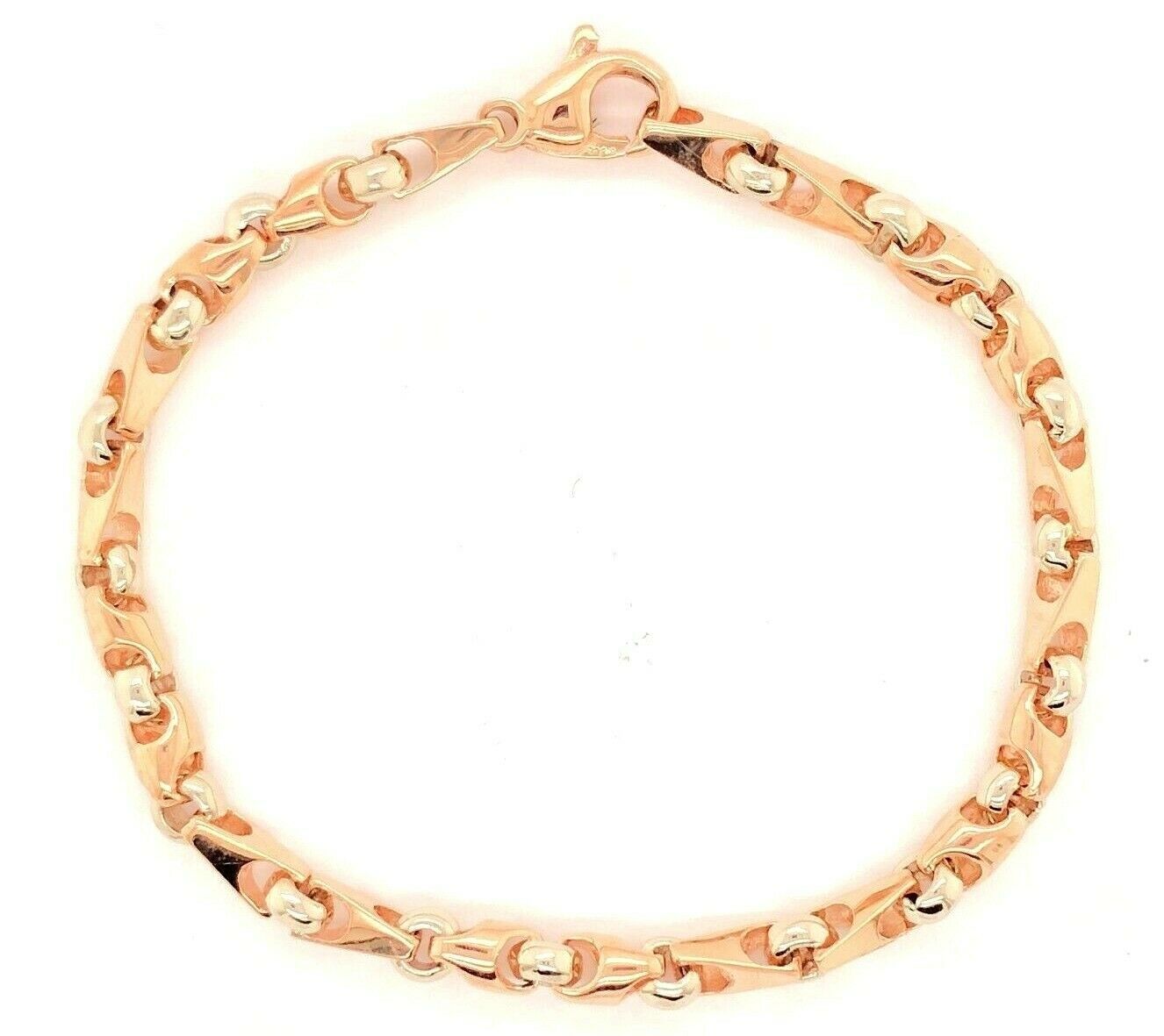 10k Two Tone Gold Handmade Fashion Link Bracelet 8" 4.9mm 15.4 grams