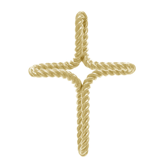 14k Yellow White or Rose Gold Religious Twisted Rope Cross Charm Pendant