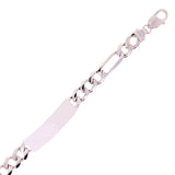 14k White Gold Solid Figaro Chain ID Bracelet 8" 10.5mm 40 grams - 8" 40 grams