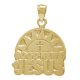 14k Yellow Gold Sun Cross GOOD NEWS JESUS Pendant - Yellow