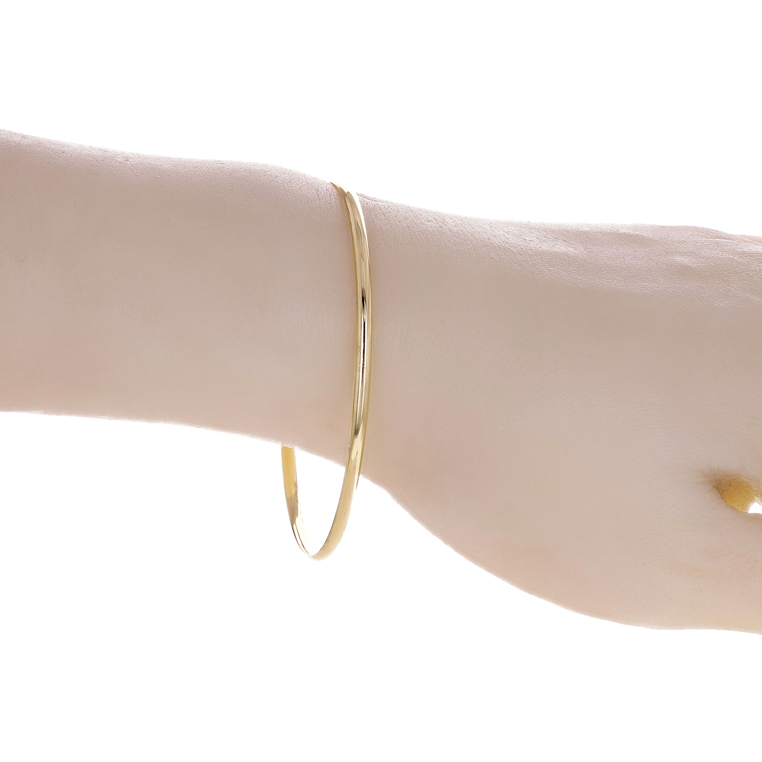 10k Yellow Gold Round High Polished Plain Slip-on Bangle Bracelet 7" 2.6mm 1.9g