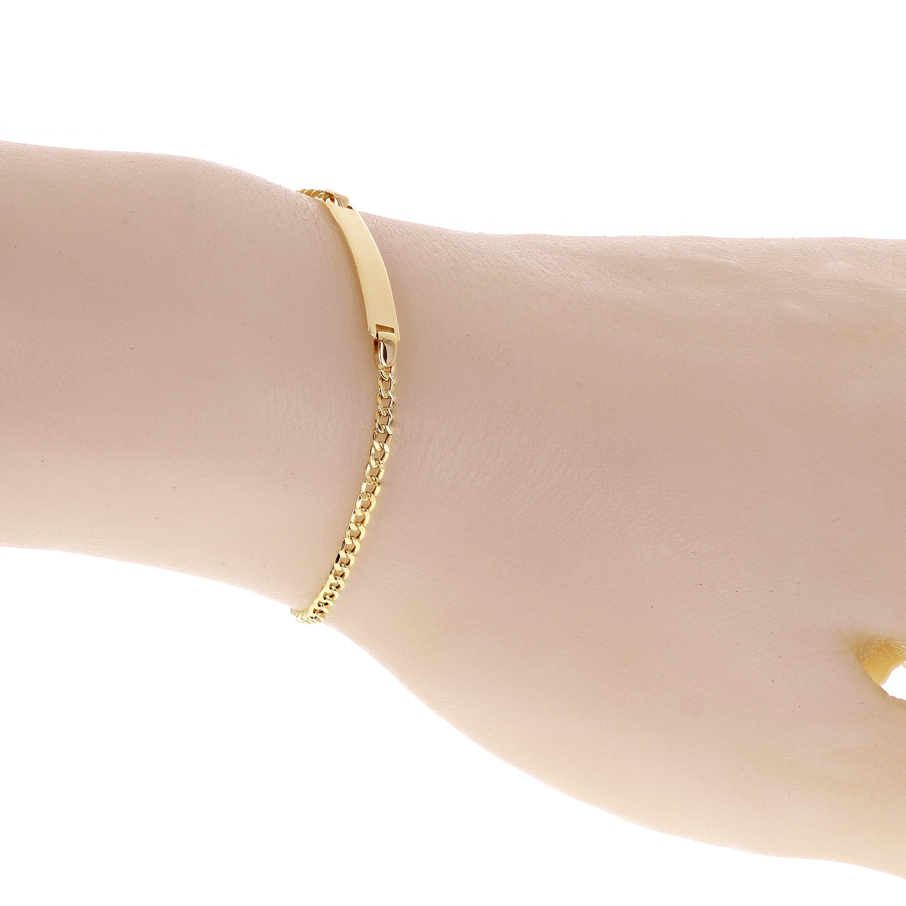 Italian 14k Yellow Gold Engravable Baby ID Cuban Bracelet 5.5" 4mm 1.7 grams