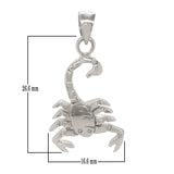 14k White Gold Scorpio Zodiac Sign Scorpion Charm Pendant 1.2" 3.3 grams - White