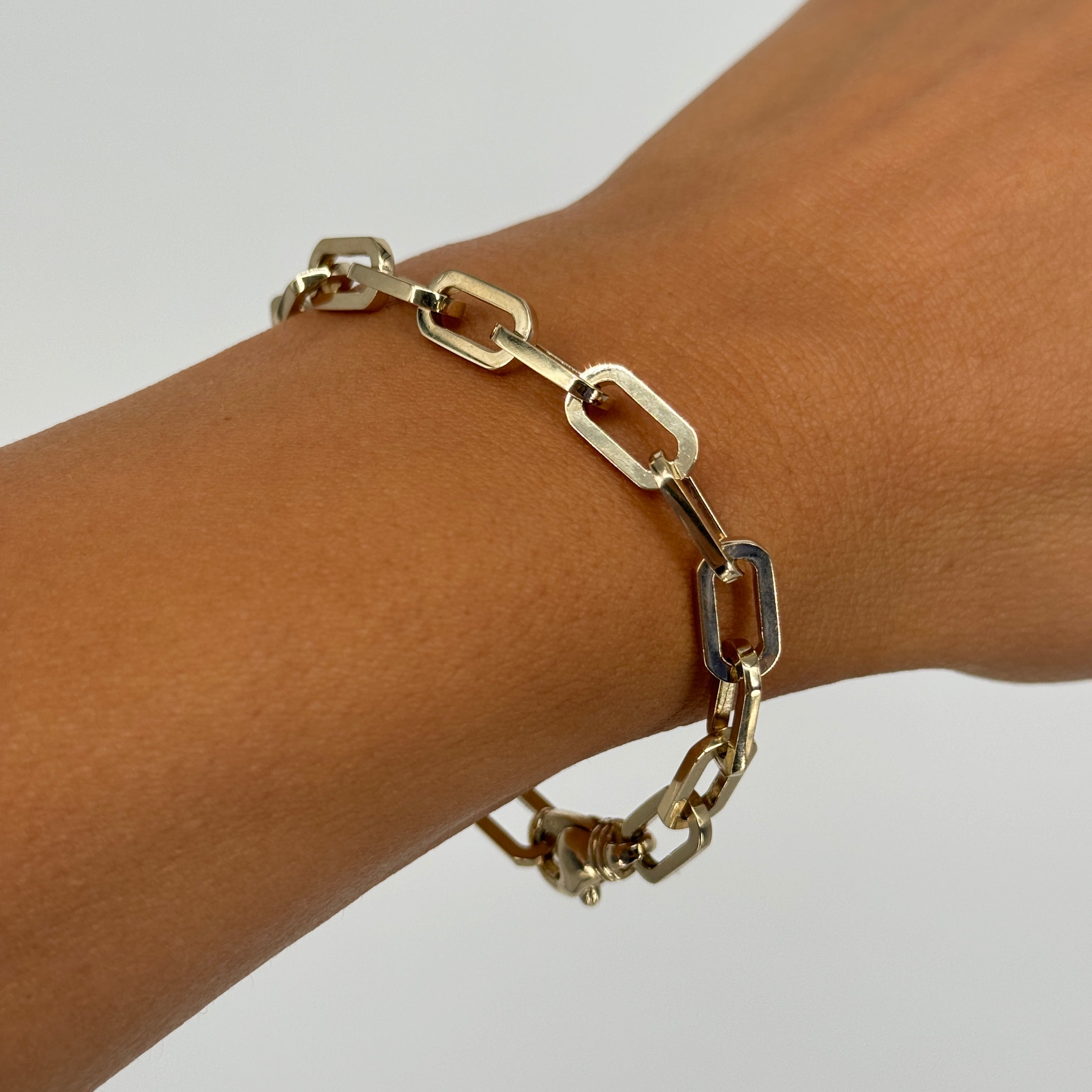 10k Rose Gold Solid Handmade Paper Clip Chain Bracelet 7" 6.7mm 15.2 grams - Rose,7" 15.2 grams