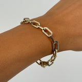 14k Rose Gold Solid Handmade Paper Clip Chain Bracelet 7" 6.7mm 17 grams - Rose,7" 17 grams