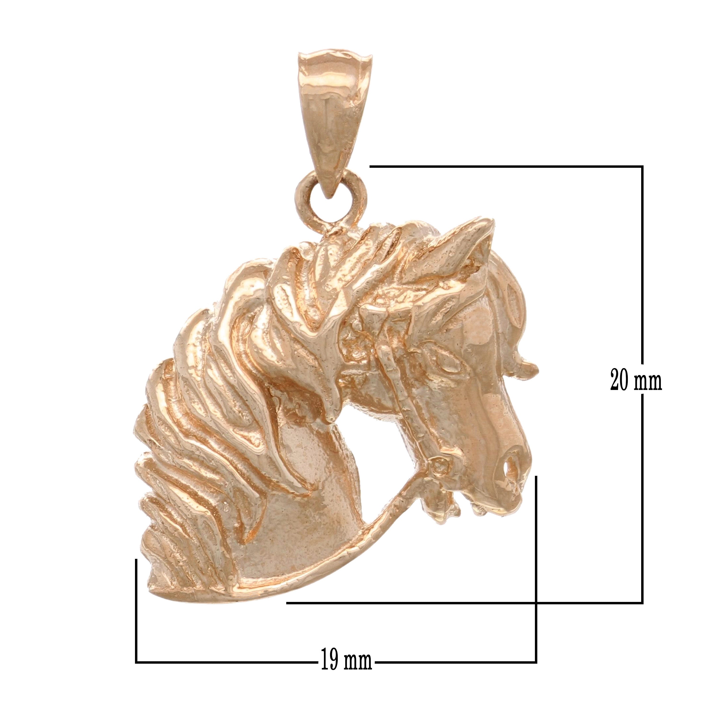 14k Rose Gold Solid Lucky Horse Head Face Charm Pendant 3.9 grams - Rose
