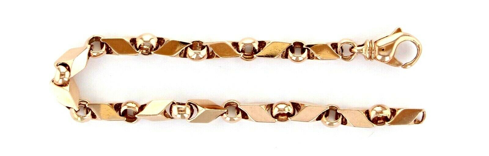 14k Rose Gold Handmade Fashion Link Bracelet 8.5" 7mm 31 grams - Rose,8.5"