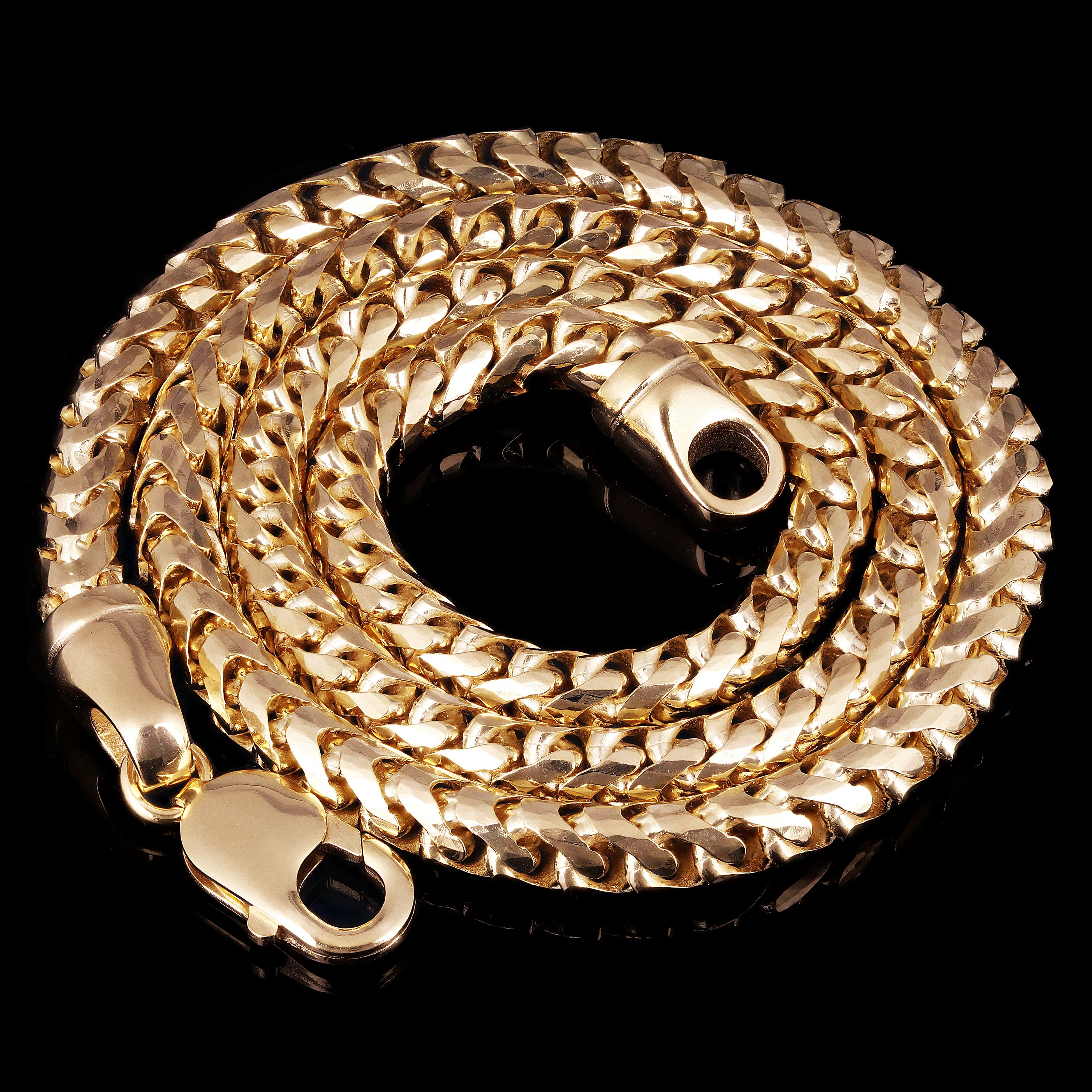 Italian 14k Yellow Gold Solid Diamond Cut Franco Chain Necklace 28" 6 mm 140 grams - 28"