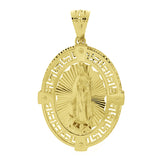 Italian 14k Yellow Gold 3D Double Sided Miraculous Mary Pendant 2.3" 9.7 grams